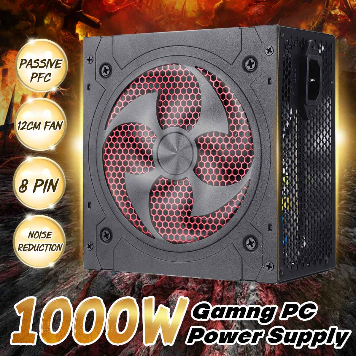 LEORY NEUE 1000W Netzteil passiv PFC Leise Lüfter ATX 20Stift 12V PC Computer SATA Spielen PC Energie versorgung Für Intel AMD Computer