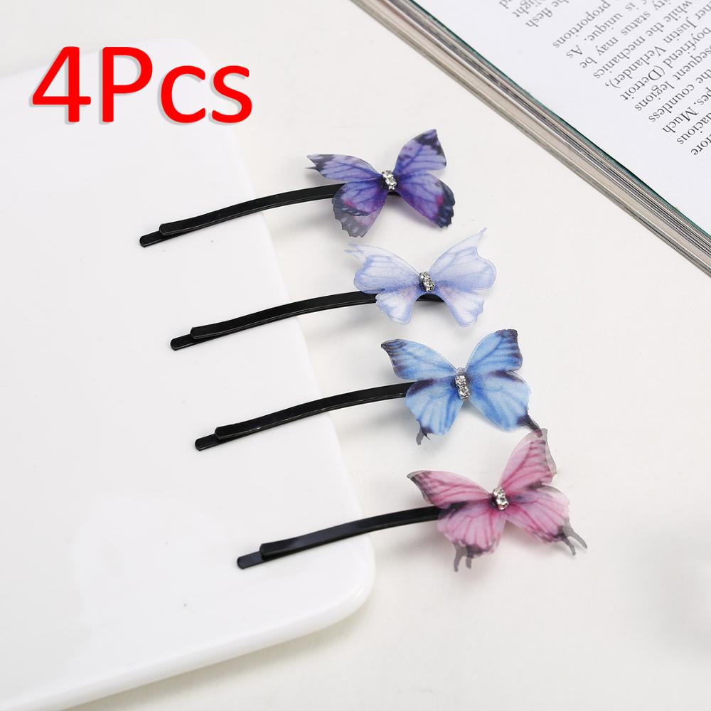 2020 verão quente borboleta grampos de cabelo garra barrette para meninas cor azul mini casamento hairpin acessórios para o cabelo: F-4pc