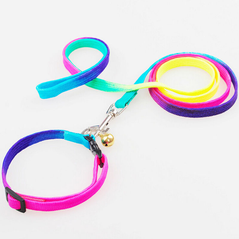 1,2 M arco iris Mascotas perro cachorro Correa suave caminar arnés plomo cachorro ajustable para Mascotas cadena: 1