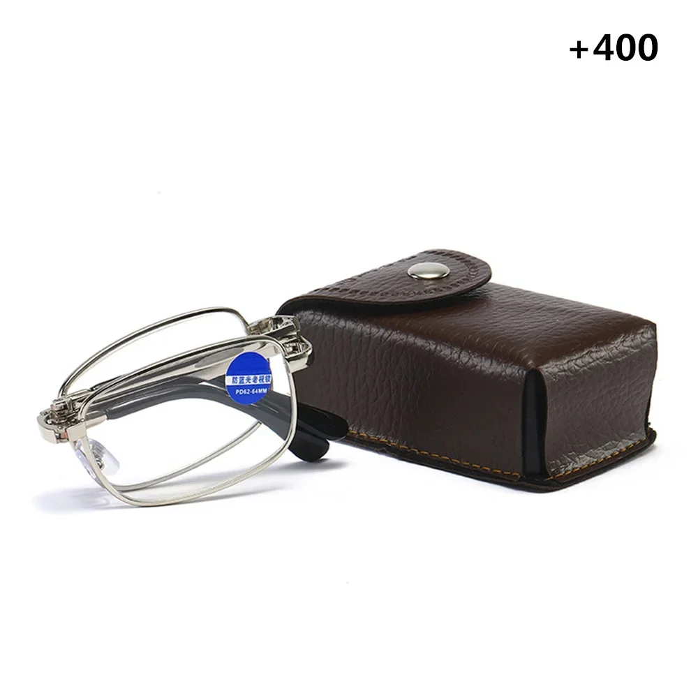 Opvouwbare Leesbril Vouwen Presbyopie Mannen Vrouwen Metalen Retro Computer Leesbril Met Case 1.0 1.5 2.0 2.5 3.0 3.5 4.0