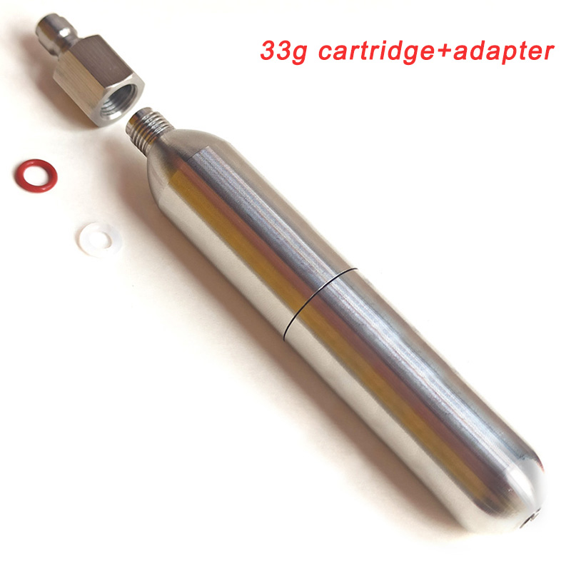 3/8-24unf 24g 45g 33g cartuchos de CO2 cilindro recargable de acero inoxidable de alta presión para entrenamiento de oxígeno chaleco de rescate de buceo: Oro