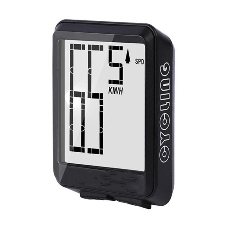 Mountain road bike trådløs stor tegn kode bord stor skærm engelsk vandtæt lysende speedometer: Sort