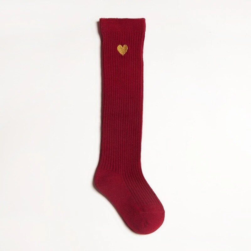 Leuke Liefde Babysokjes Zuigeling Knie Hoge Peuter Lange Buis Baby Meisjes Gebreid Katoen Sok Kinderen Kids School Sokken Meisje been Verwarmt