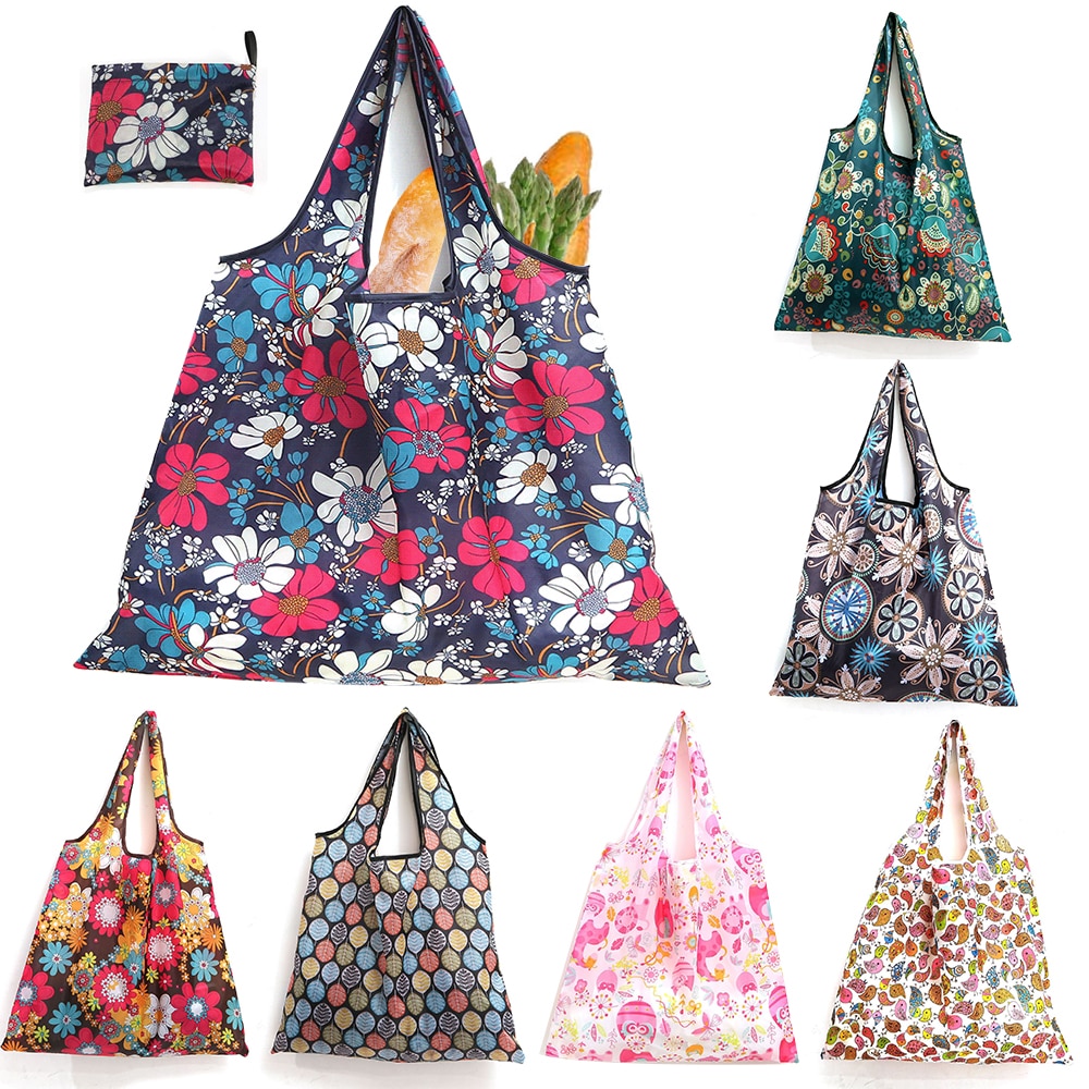 Reusable Eco-Friendly Grocery Foldable Shopping Bags Women Large Size Premium Slight Duty Folding Tote Bag With Handle