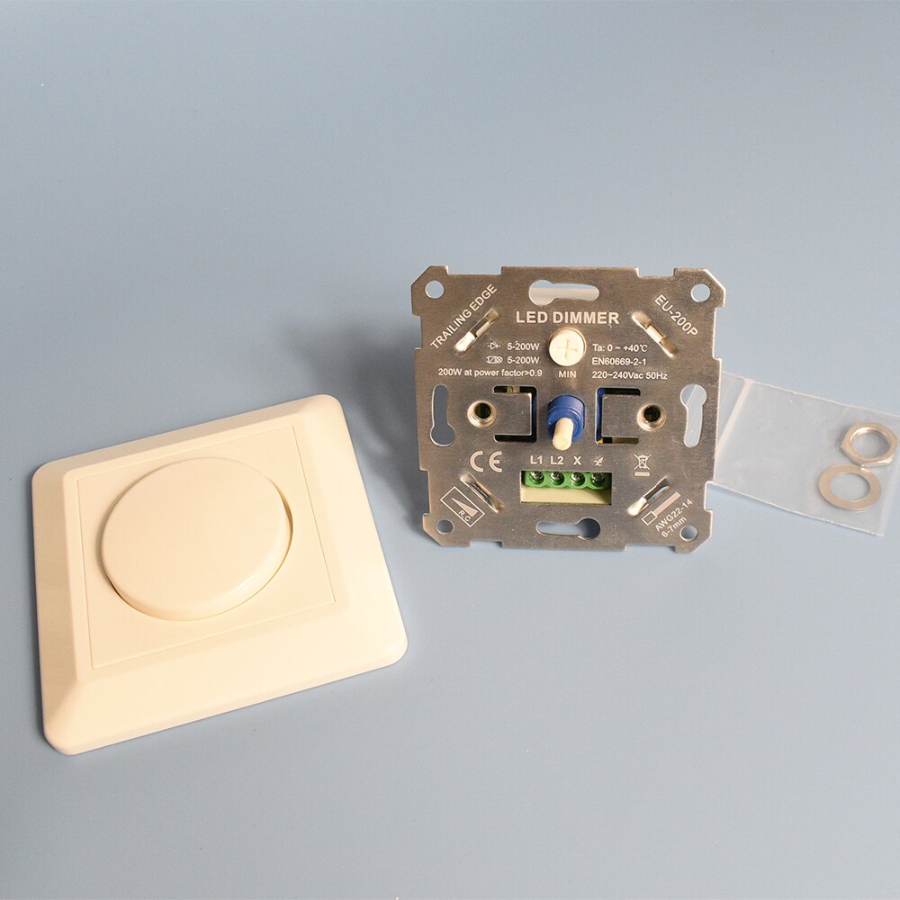 Europea Standard 200W Max 200-240V Pro-Dim Trailing Leading Edge Dimmer Switch for dimmable LED, Halogen and Incandescent Light