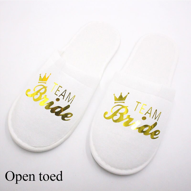 1 Pairs Team Bruid/Team Bruidegom Wegwerp Zachte Slippers Bruiloft Decoratie Bridal Show Bruidsmeisje Vrijgezellenfeest Decoratie-S: 1