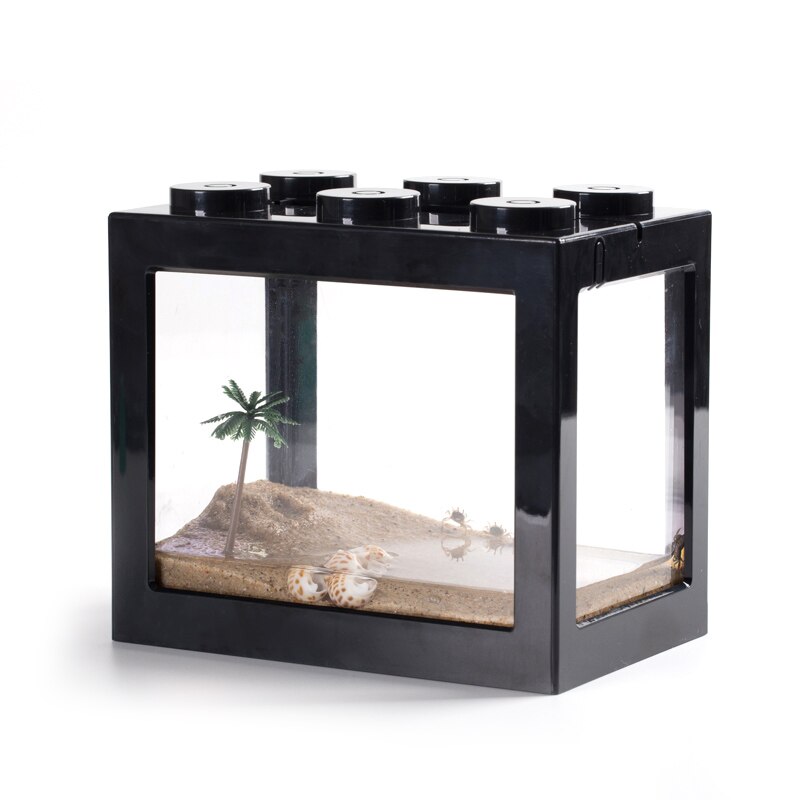 MINI Aquariums Acrylic Plastic Fish Tank Ecosystem Cylinder Mini Peas Crab Desktop Cute Landscaping Cylinder Children's: 002