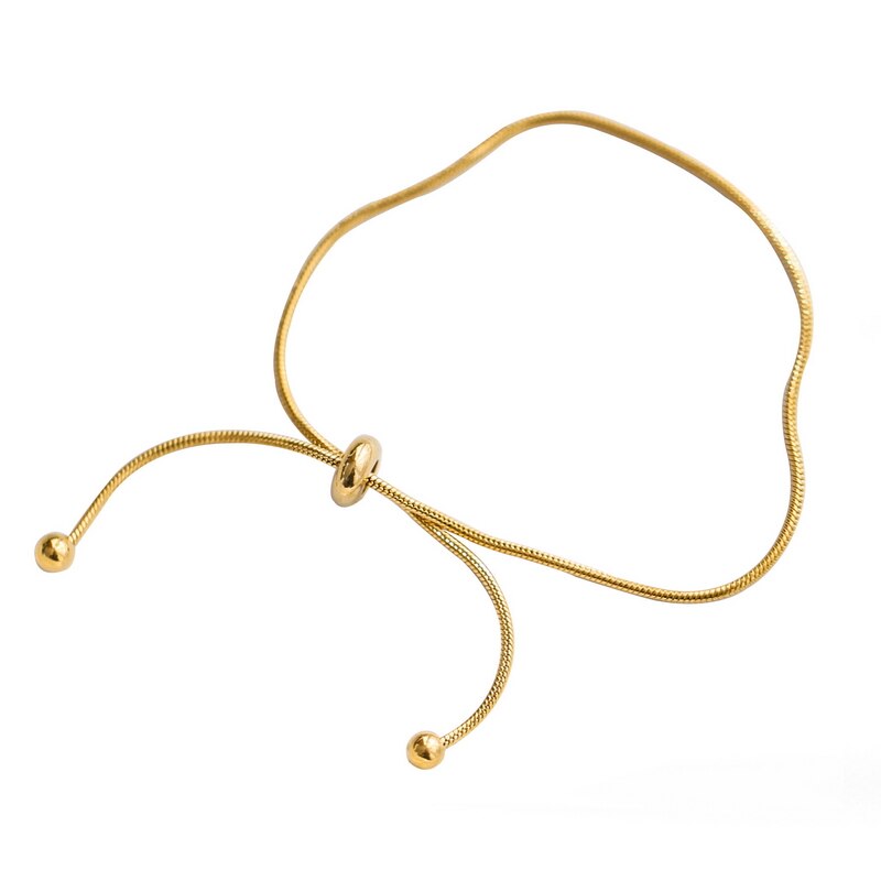 YUN RUO Yellow Gold Color Adjustable Snake Chain Anklet Woman 316 Titanium Steel Jewelry Never Fade hypoallergenic