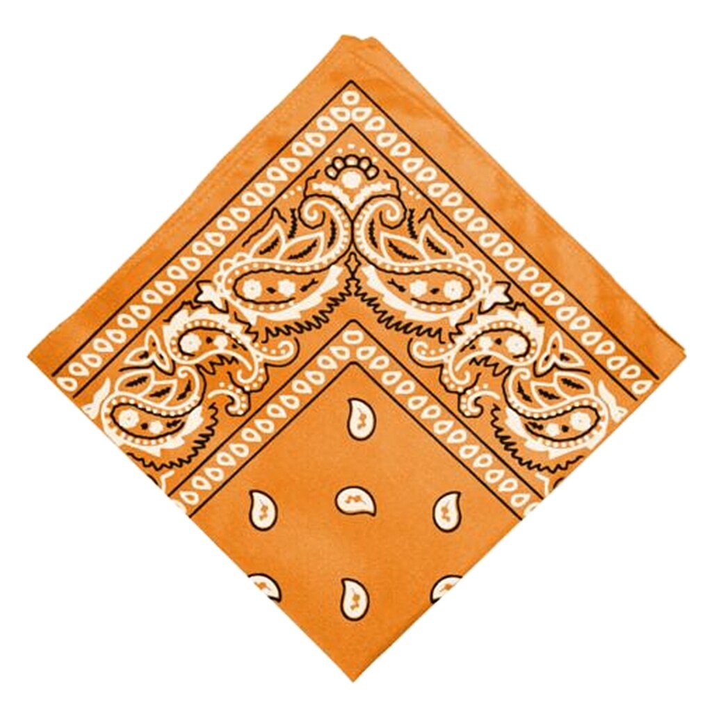 100% Cotton Paisley Cowboy Bandana Scarf Hip Hop Men Women Head Wrap Neck Wristband Handkerchief Sports Headwear: Orange