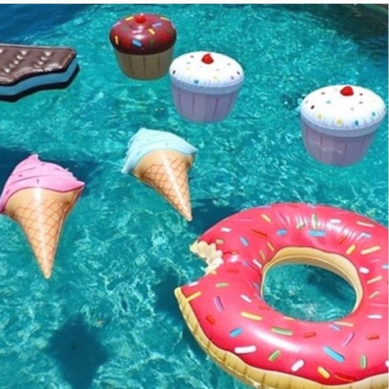 Uppblåsbar simring stor glass uppblåsbar flytande rad simbassäng glassleksak simring simutrustning