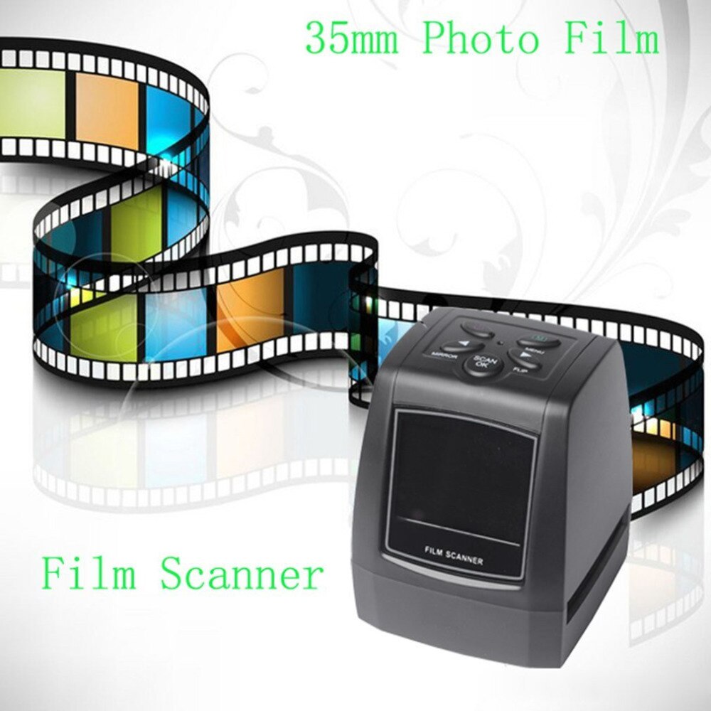 Høj hurtig fotoprintopløsning fotoscanner 35mm/135mm diasfilmscanner digital usb filmkonverter 2.36 "lcd -skærm