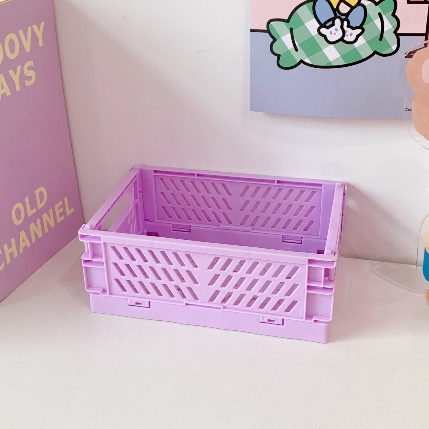 Kawaii Spielzeug Korb Schreibtisch Falten Kasten Lagerung Korb vielfältig Spielzeug Lagerung Kasten Snack Kasten Schlafsaal Lagerung Korb 2022 Neue: Blau
