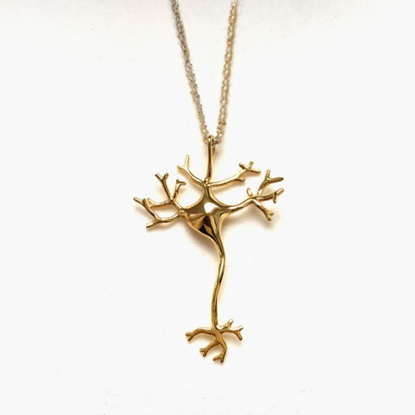 Science Neuron Brain Nerve Cell Colar Hippie Neuron pendant necklace for women: golden