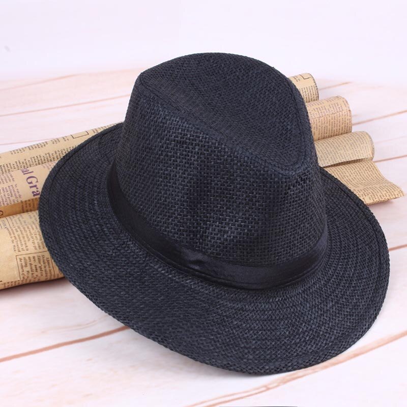 Mannen Stro Panama Hoed Handgemaakte Cowboy Cap Zomer Strand Reizen Zonnehoed Nyz Winkel