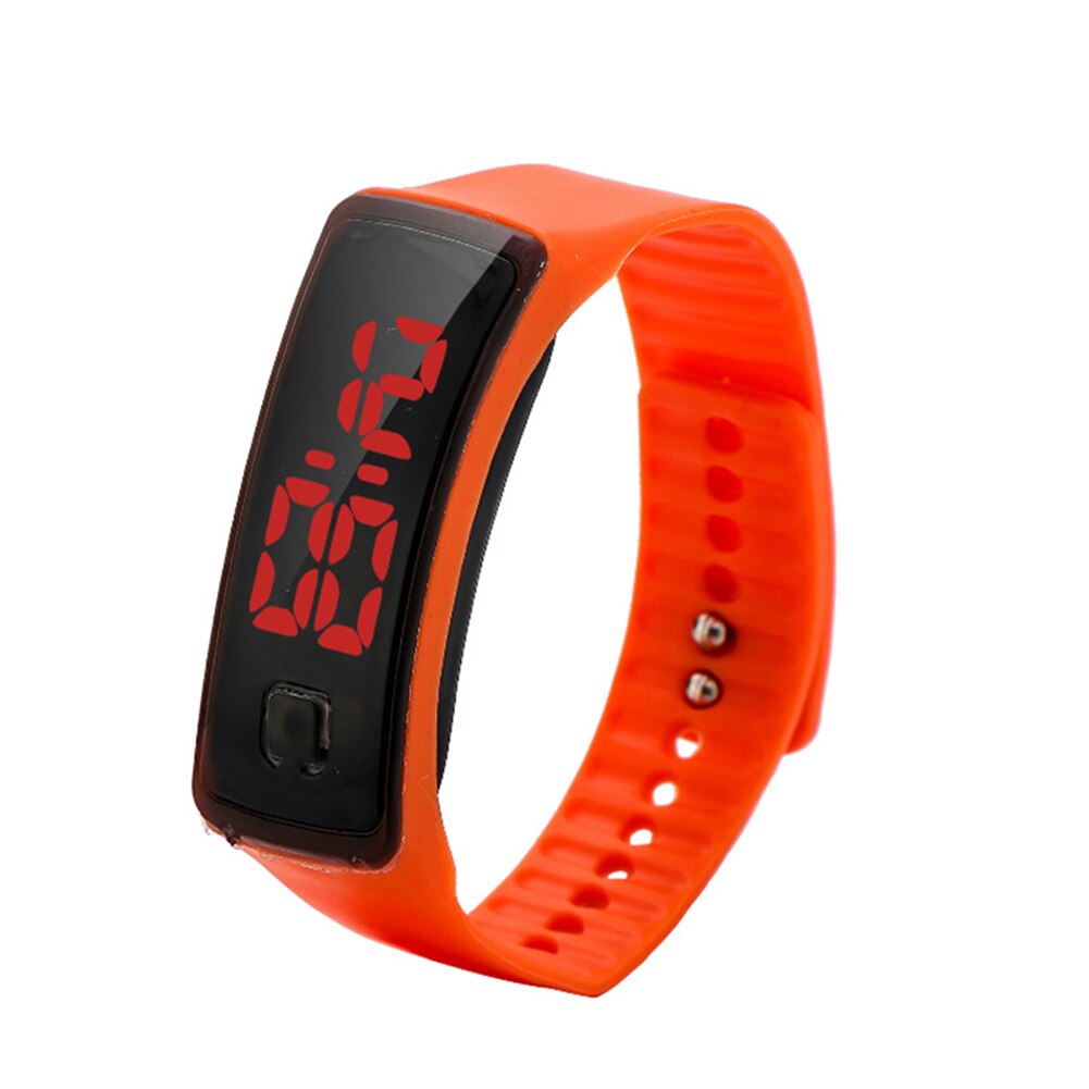 Led digitaal horloge led touchscreen met siliconen band lichtgevend casual horloge pols unisex  fs99: Oranje