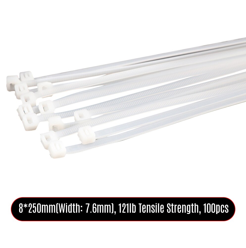 100pcs Nylon Ties Cable Ties 14 Inch 176lb Self-Locking Plastic Zip Ties Tensile Strength for Wire Organization Fixation Package: 8x250mm
