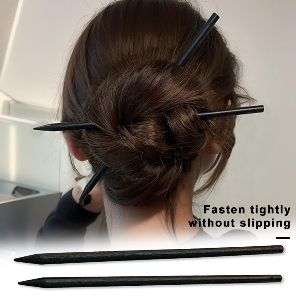 Lange Haarknoten-Clips, Haarnadel für dickes Haar, eleganter chinesischer Stil, schwarzes Holz-Haarstab-Set für Frauen, traditionell für lange