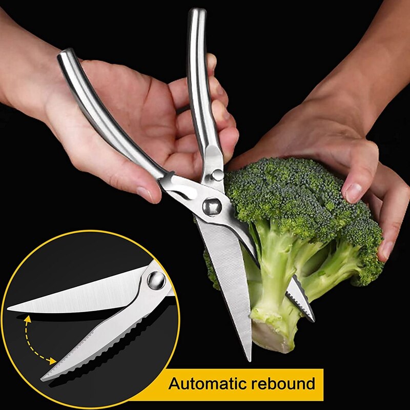 Poultry Shears Heavy Duty Kitchen Shears, Stainless Steel Kitchen Scissors, Spring Loaded Scissors For Chicken, Meat