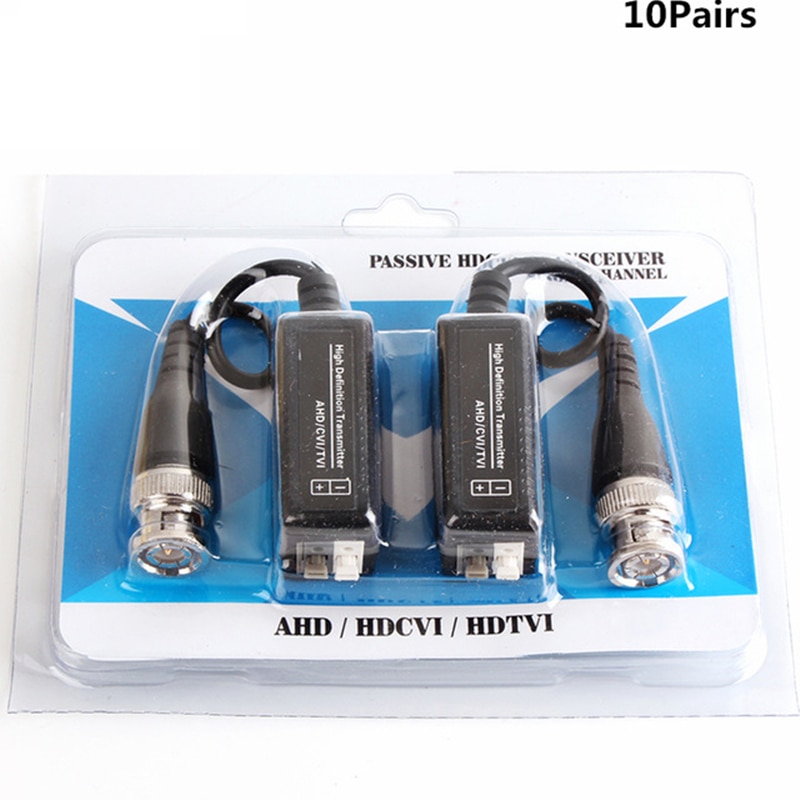 10 pares de vídeo cctv balun 1080p ahd hdcvi hdtvi bnc conector coaxial balun transceptores passivos para câmeras cctv