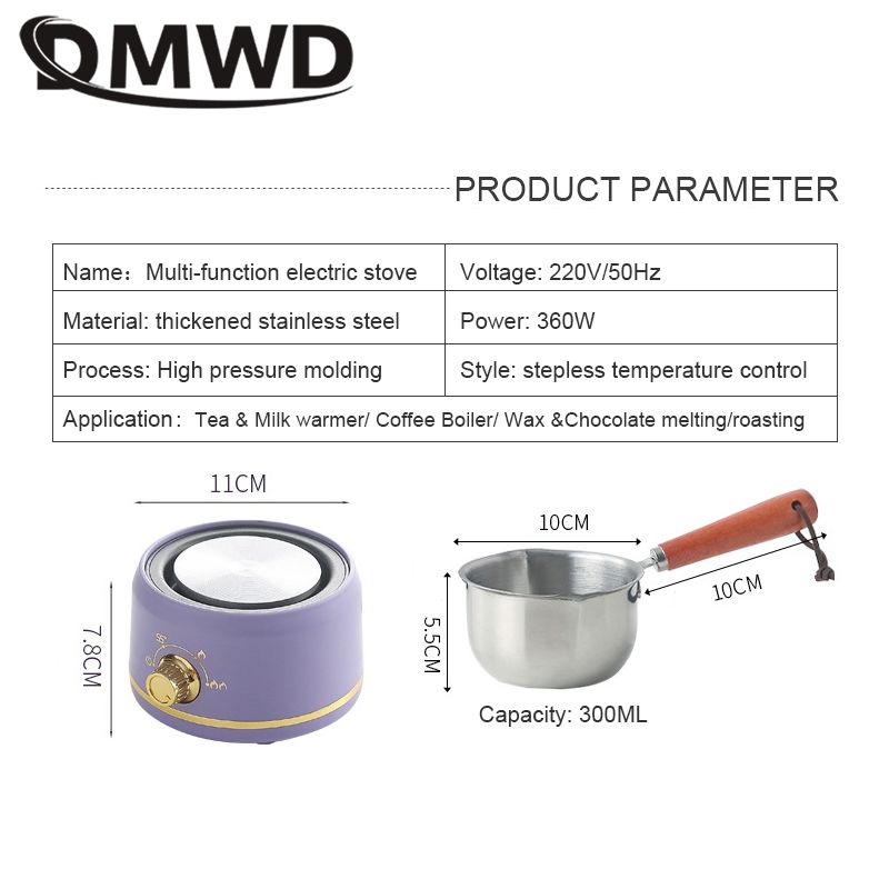 Mini Electric Stove Thermostatic heating furnace Tea warmer Coffee Milk Heater Wax/Chocolate melting Machine Stainless steel Pot