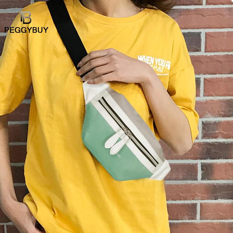 Femmes taille Fanny ceinture Packs femme décontracté fermeture éclair toile poitrine sacs adolescentes Hit couleur sport épaule bandoulière sacs