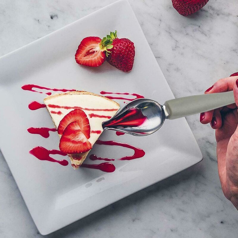 Sauce Plating Art Pencil Draw Stainless Steel Sauce Painting Spoon Portable Sauce Painting Pencil Spoon Dessert Decor