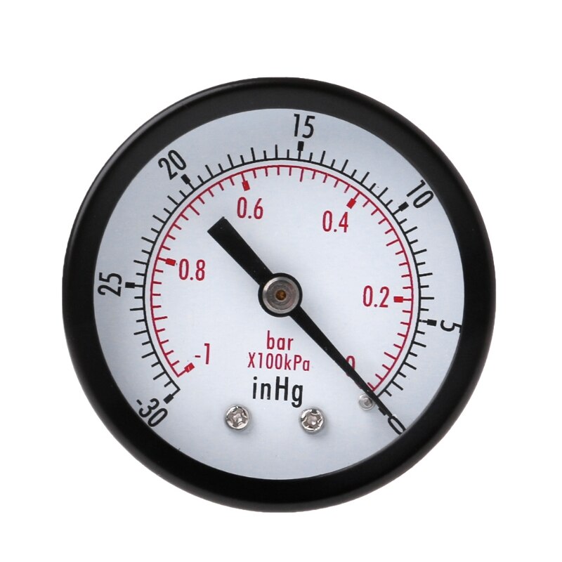 Mini Air Vacuum Pressure Gauge 50mm Pressure Meter -1bar -30inHg 1/4" Back Mount G88A