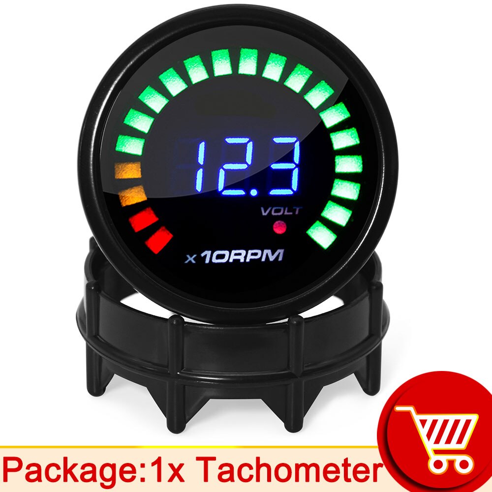2inch 52MM Digital 20 LED tachometer Boost bar psi Vacuum Water temp Oil temp press Voltmeter Air/fuel ratio EGT temp RPM Gauge: Tachometer