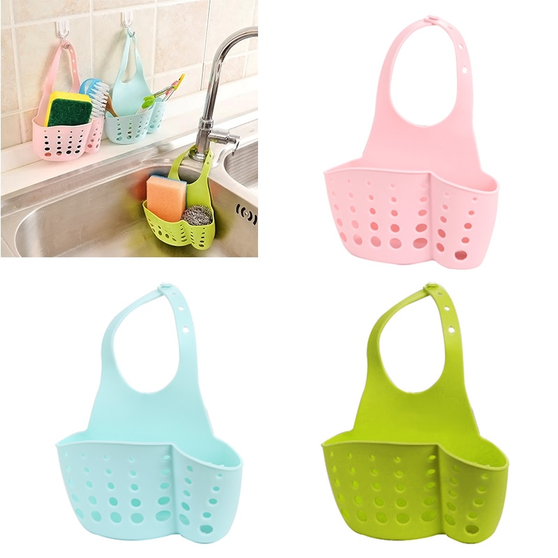 Portátil inicio cocina baño fregadero esponja PVC colgante Rack de drenaje grifo cubeta de almacenamiento estantes titular de herramientas FBE3