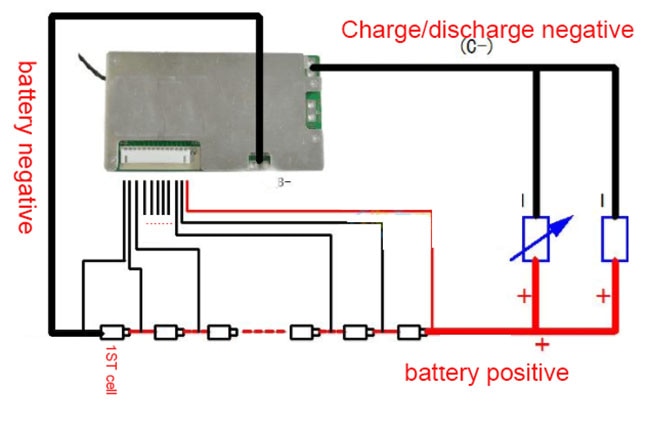 48v bms 13s li-ion batteri 30a lithium batteri beskyttelse board balance + wire board modul 120 x 60 x 10mm integrerede kredsløb