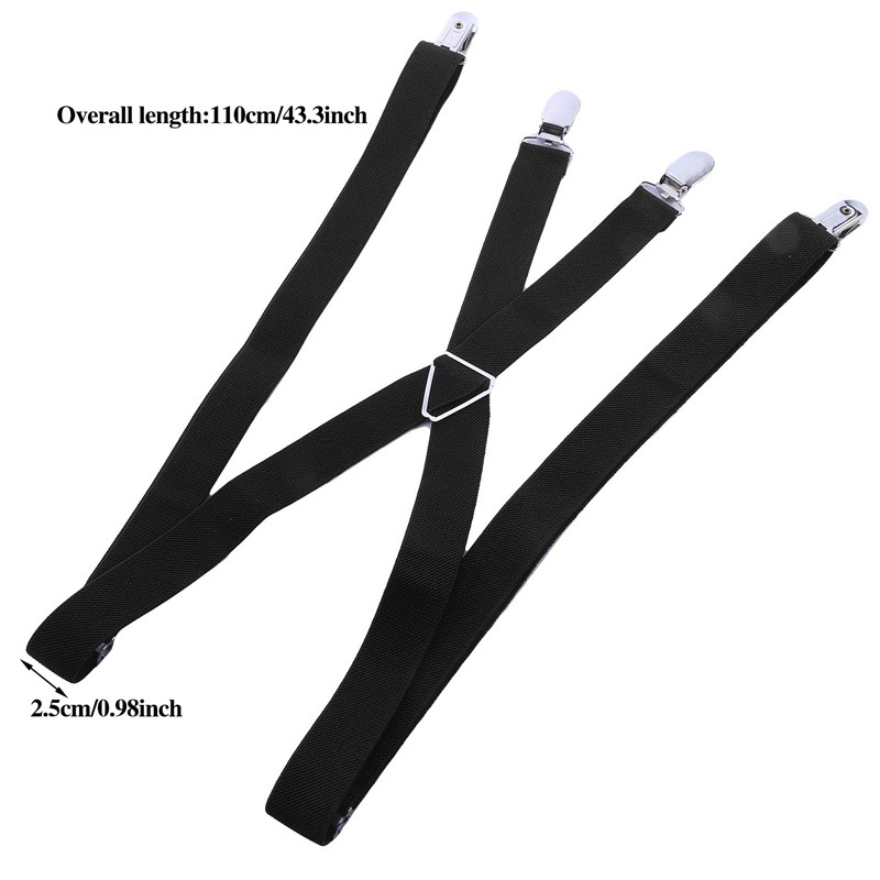 Bretelles élastiques réglables pour hommes et femmes, dos en X, 2.5CM de largeur, 4 Clips, bretelles élastiques réglables