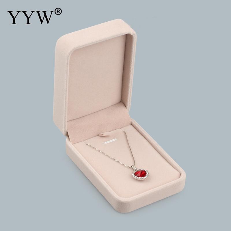 Caja de joyería de terciopelo rosa de lujo, pulseras, collares, anillos, pendientes, caja de embalaje para joyería, , caja de boda para mujer: d 70x100x35mm