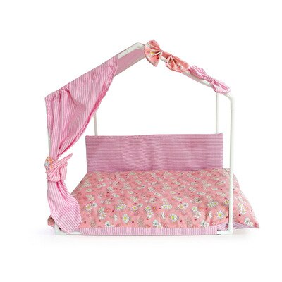 Rusetit ruudullinen kokoonpano koti koiralle pinkki beige kesä viileä lemmikkikoti kennel pehmustematto sänky pienille pieneläintavaralle: Vaaleanpunainen / L 66 x 45 x 63cm