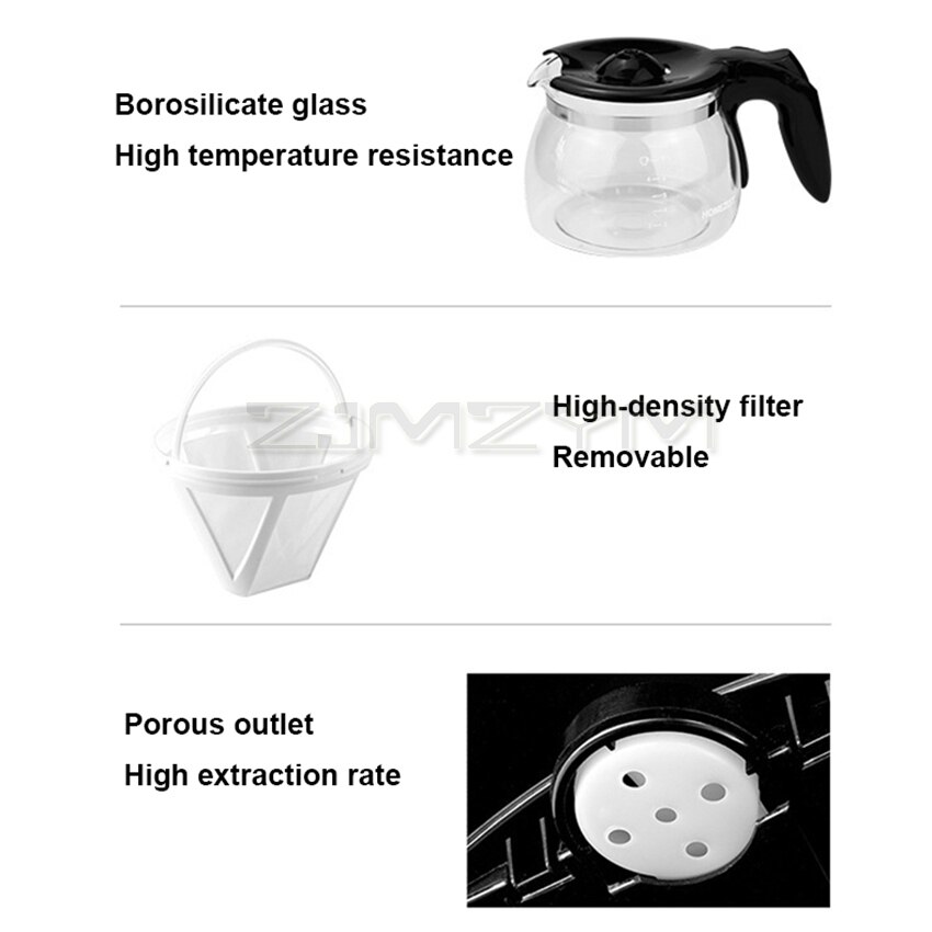 CM-323 Mocha Cappuccino Automatic Coffee Machine American Style Drip Coffee Maker Automatic Power Off With Coffee Pot 600ml