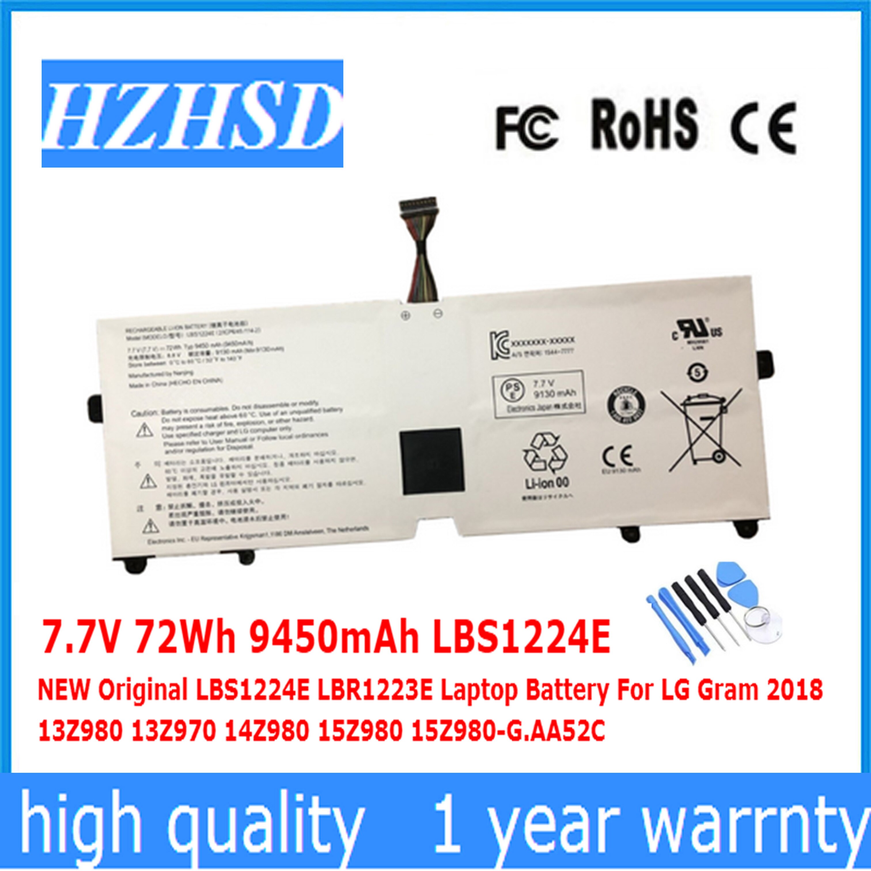 7.7V 72Wh 9450mAh LBS1224E Original LBR1223E Laptop Battery For LG Gram 13Z980 13Z970 14Z980 15Z980 15Z980-G AA52C