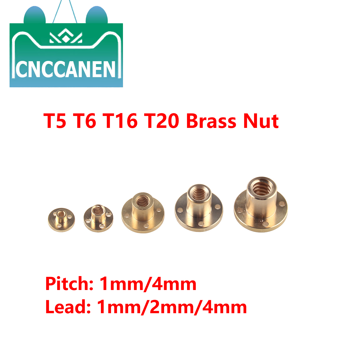 Tuerca de tornillo de plomo T5 T6 T16 T20 1mm/2mm de plomo 1mm/2mm/4mm tuerca de tornillo de plomo de latón para piezas CNC accesorios de impresora 3D