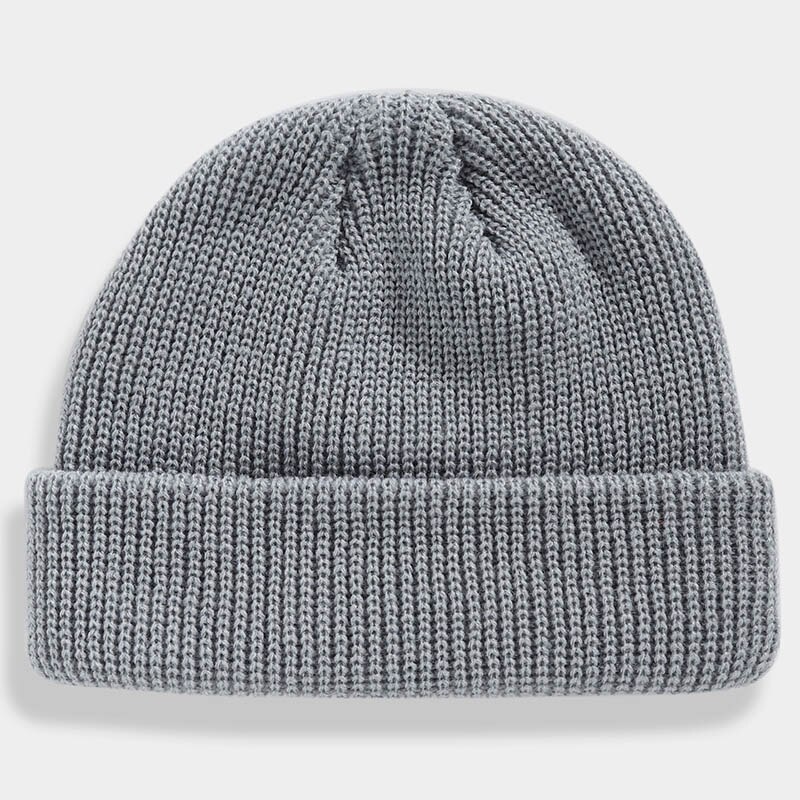 Vinter hue kort kalot unisex dame hue strikket hue hue sømandskasket manchet kantløs retro navy hat varm kalot: Lysegrå