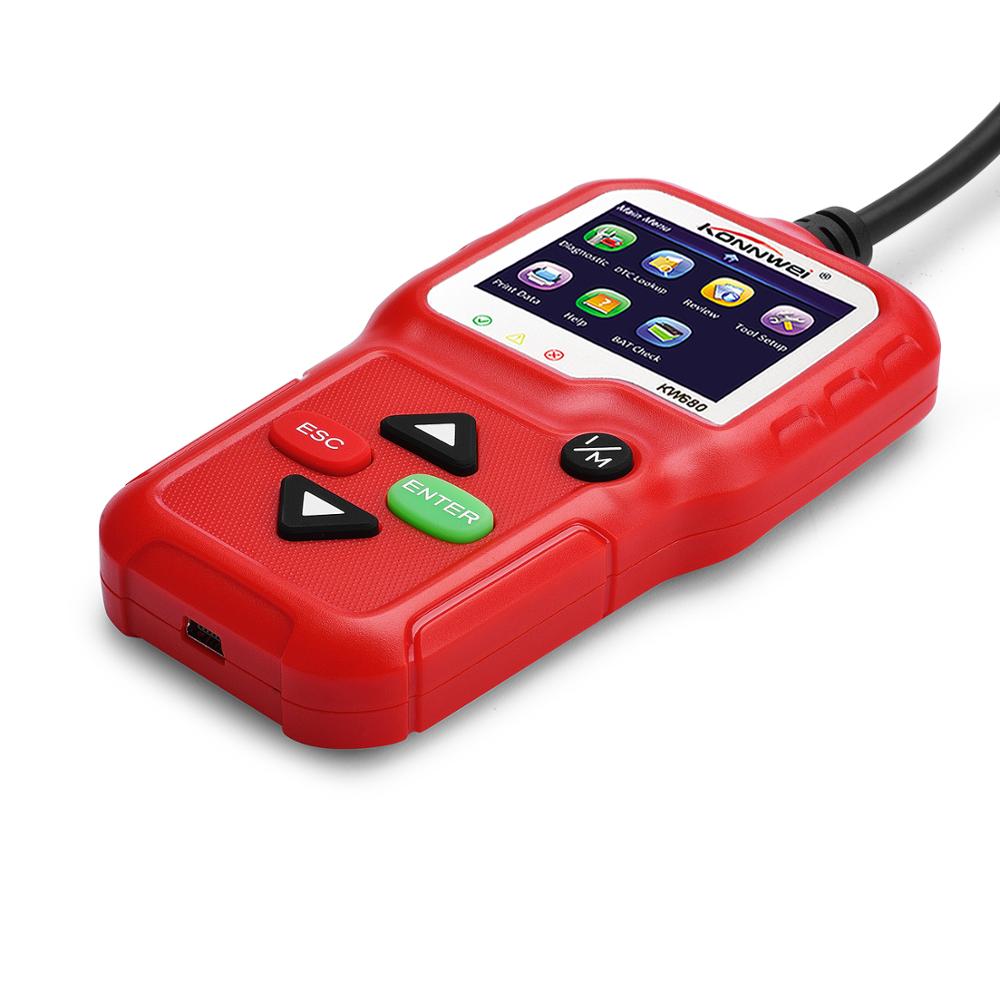 100% Originele OBD2 Scanner Automotive Scanner KW680 Obd 2 Eobd Auto Diagnostische Scanner Fault Fout Code Reader Scan Tool: Rood