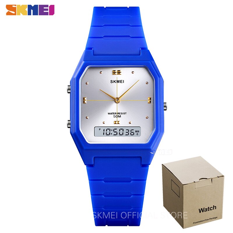 SKMEI 3 temps adolescent montres Chrono alarme enfants montre Sport numérique garçons filles heure étanche relogio infantil 1604: Blue with box