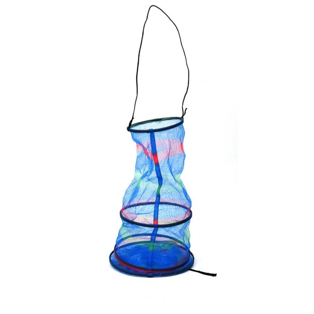 Portable Foldable 3 Layers Nylon Fishing Net Cage Container With Drawstring Outdoor Fishing Underwater Storage Of Fishing Nets