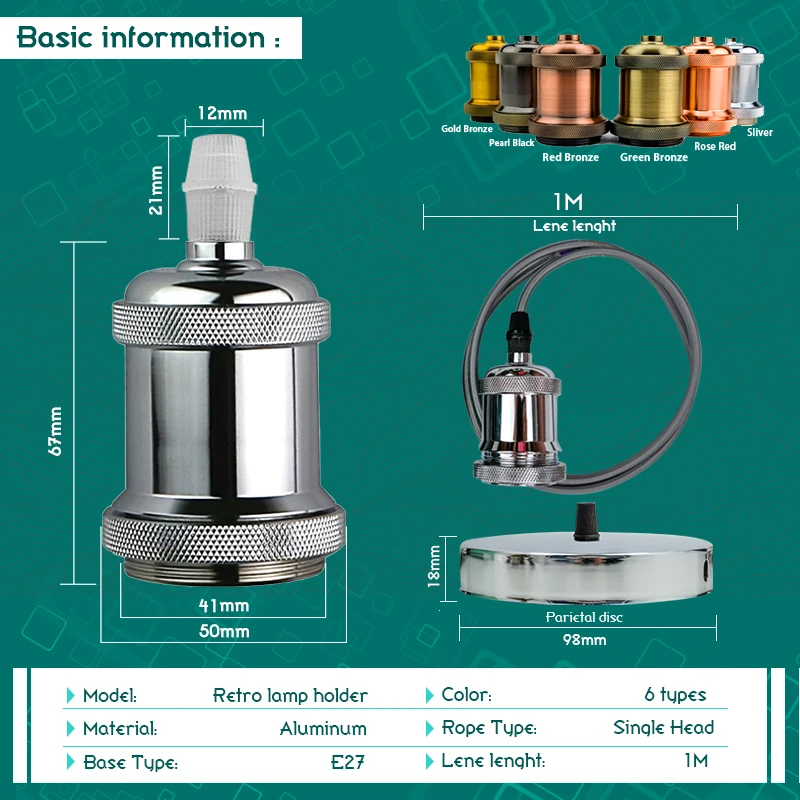 Base de iluminación colgante Edison Vintage E27 E26, soporte de lámpara con casquillo de tornillo de iluminación Retro, decoración Industrial para interiores, soporte de lámpara de fijación