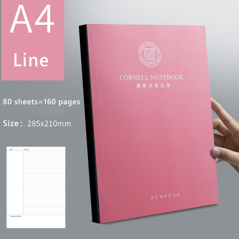 Cornell Notebooks Horizontal Line Grid Page A4 Thickened Large Super Thick Book Diary Planner Mind Map Stationery For Study Work: 04