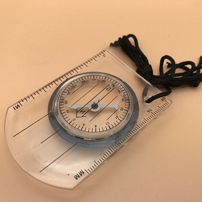 Mini Transparent Plastic Compass Map Scale Ruler Multifunctional Equipment Outdoor Hiking Camping Survival Travel