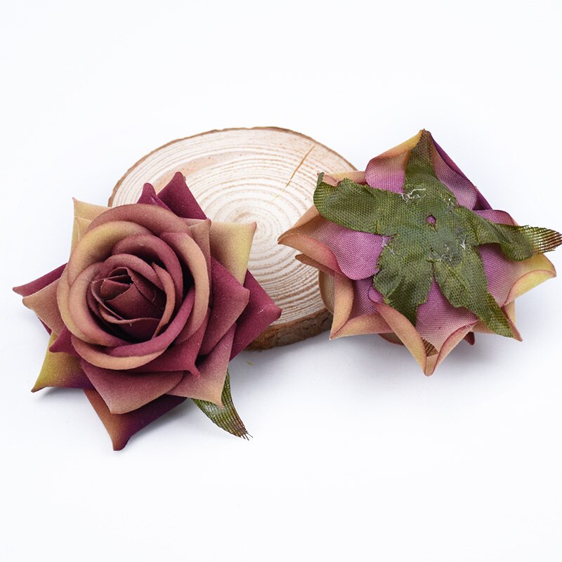 100 stk flannel roser silke blomster væg kunstige planter hjem bryllup dekoration diy scrapbog slik æske broche foto rekvisitter: 3