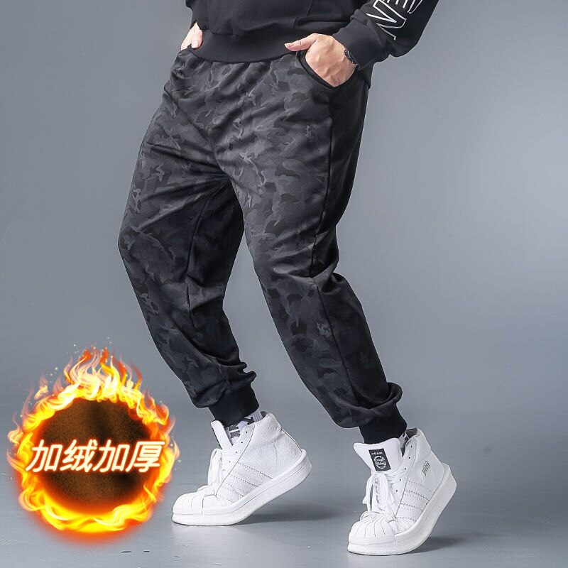 Odzież Streetwear na jesień i zimę luźne spodnie męskie biegaczy 2020 Man Casual Camo Harem Pants mężczyźni kamuflaż Beam Feet polarowe spodnie dresowe