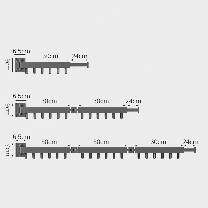 Vouwen Kleding Rek Muurbevestiging Verdikte Aluminium Kleding Organizer Thuis Intrekbare Indoor Balkon Doek Drogen Hanger