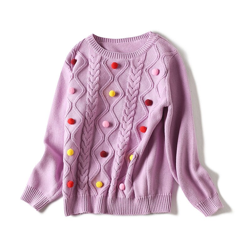 Mode Kinderen Kleding 4-14 Jaar Meisjes Truien Meisjes Truien Gebreide Trui: Paars / 12