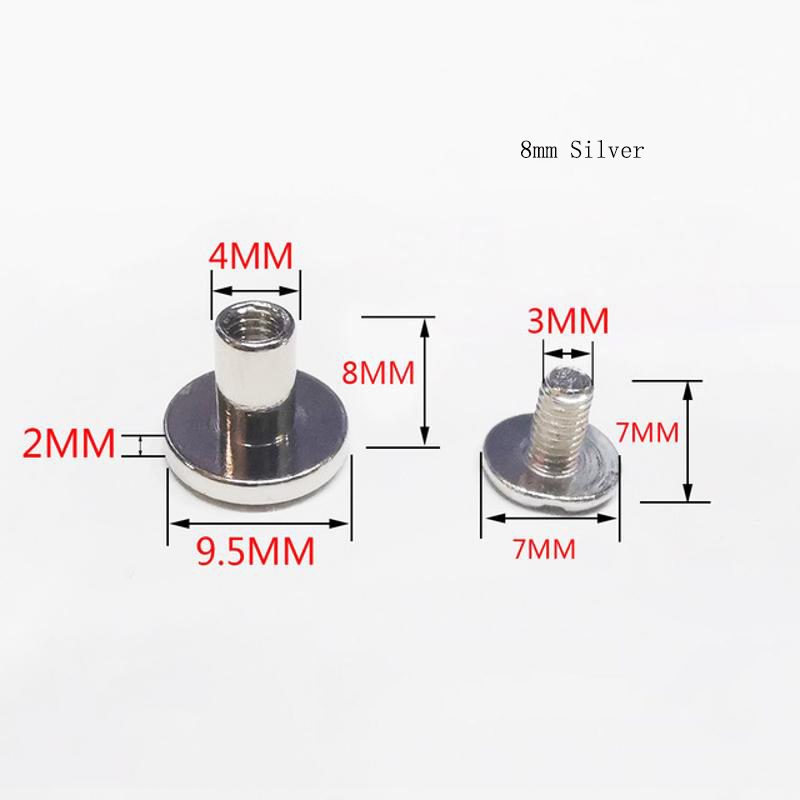 100 Pieces/Set Of 8mm Flat Head Rivet Notebook Fixing Screw Copper Nail Leather Metal Craft Solid Diy Accessories: 8mm silver