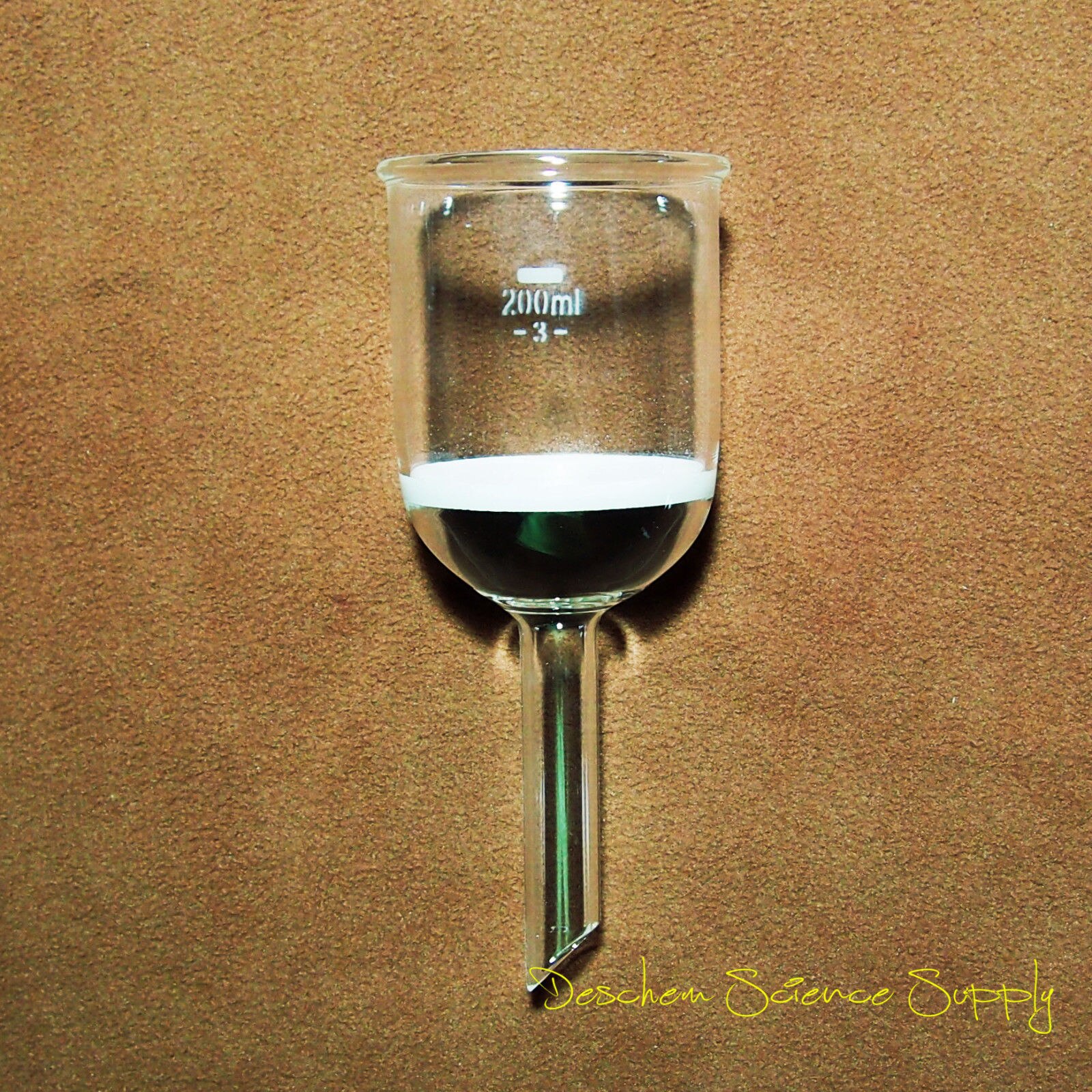 200 ml, Glas Buchner Trechter, #3 Zand Grof Filter, Lab Chemie Glaswerk