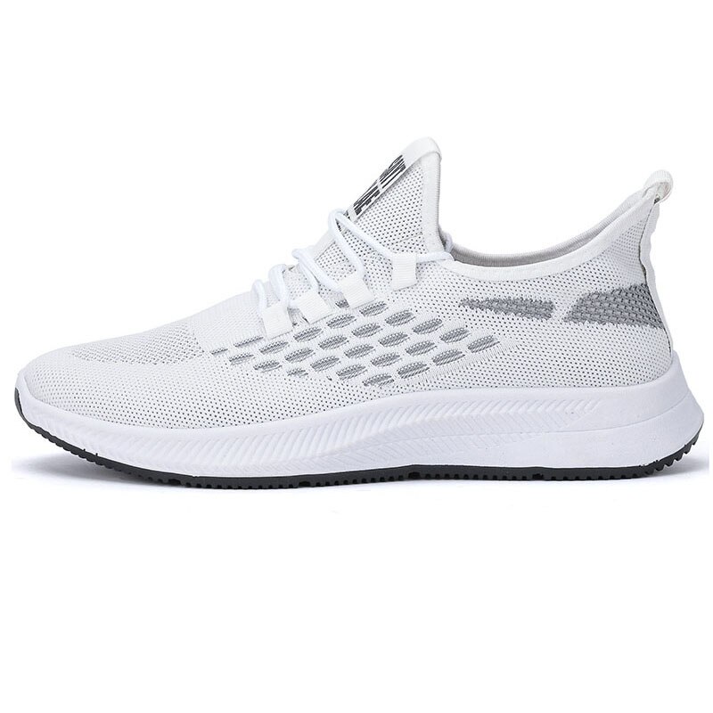 Klassiska sneakers herr stil män casual skor bekväma mesh utomhus promenader joggingskor: Vit / 39